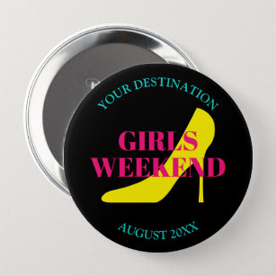 Girls weekend trip bachelorette party stiletto 10 cm round badge