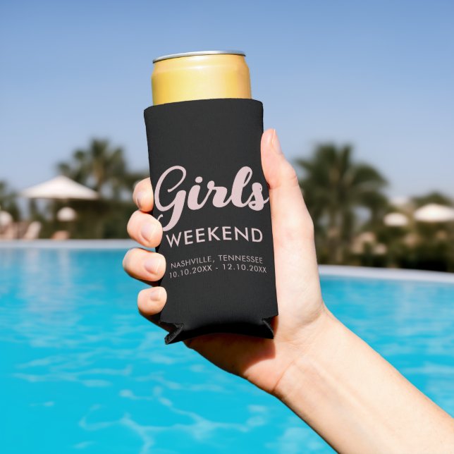 Girls Weekend Trip Travel Destination Fun Matching Seltzer Can Cooler (In Situ Pool)