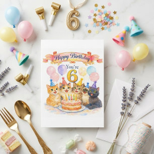  Girls Whimsical 6th Birthday Card 