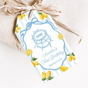 Girls Whimsical Blue Lemon Amalfi Birthday Favour Gift Tags