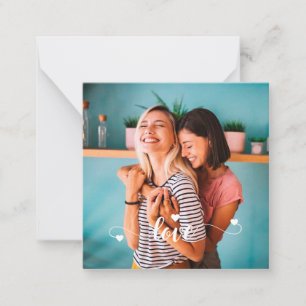 Girls White Love Script With Heart Valentine Card