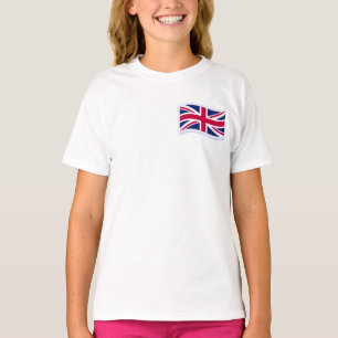 Girls White  T-Shirt w/ Union Jack