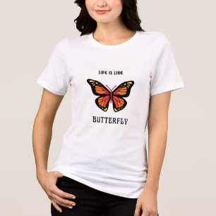 Girls white T-shirt with butterfly design Tri-Blend Shirt