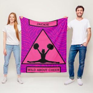 Girls "Wild About Cheer" Pink Purple Zebra Fleece Blanket