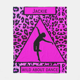 Girls "Wild About Dance" Pink Leopard Fleece Blanket