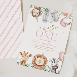 Girl's Wild One Animal Party Invitation