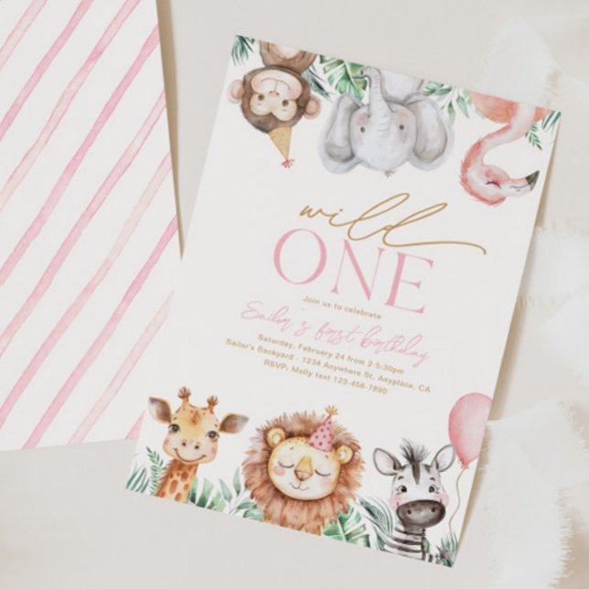 Girl's Wild One Animal Party Invitation (Creator Uploaded)