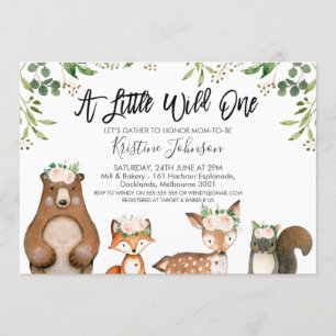 Girls Wild One Woodland Baby Shower Invitation