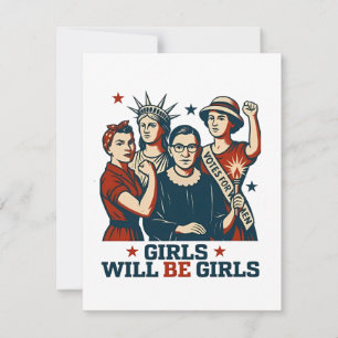 Girls Will Be Girl Feminism Women Empowerement Card