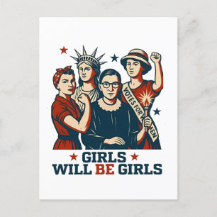 Girls Will Be Girl Feminism Women Empowerement  Holiday Postcard