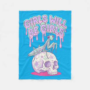 Girls Will Be Girls Cute Kawaii Fleece Blanket