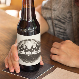 "Girls Will Be Girls   Cute Witch-Themed  Beer Bottle Label