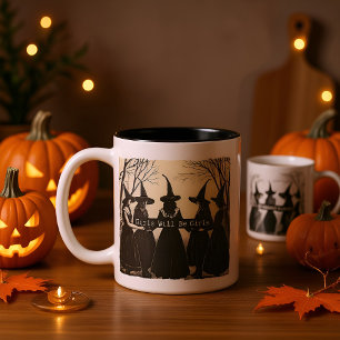 Girls Will Be Girls Cute Witch-Themed Halloween Two-Tone Coffee Mug