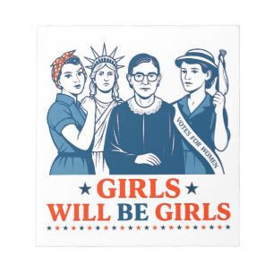 Girls Will Be Girls Patriotic Feminist 4th of July Notepad