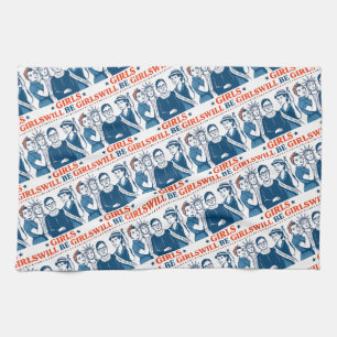 Girls Will Be Girls Patriotic Feminist 4th of July Tea Towel
