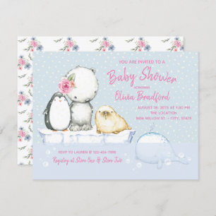 Girls Winter Baby Shower Invitations