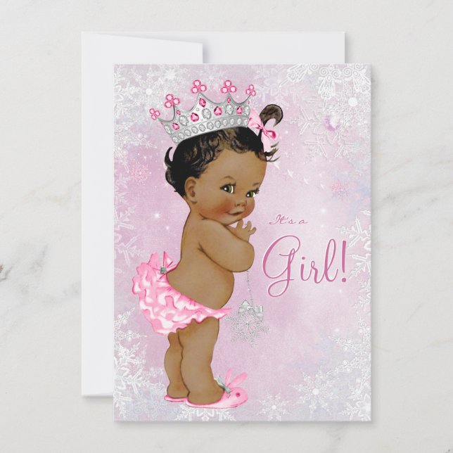 Girls Winter Wonderland Baby Shower Invitation (Front)