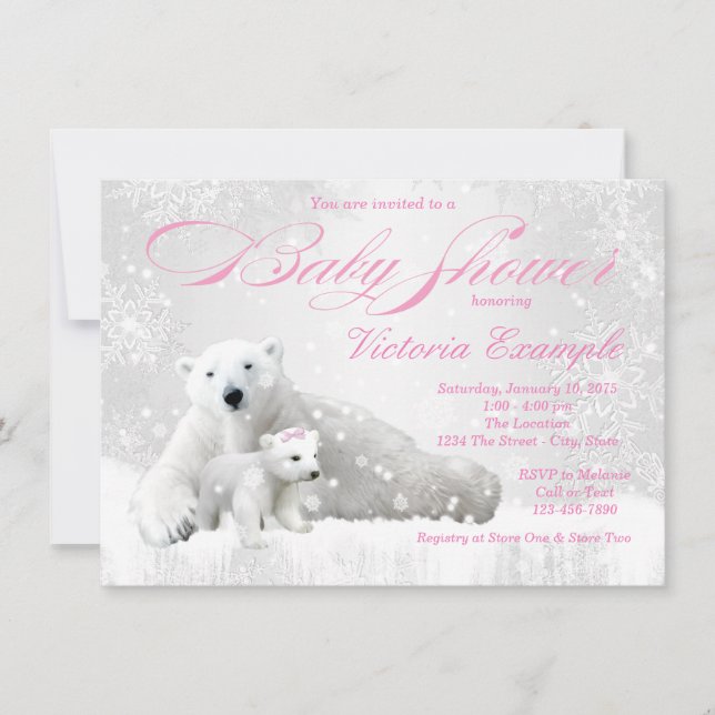 Girls Winter Wonderland Baby Shower Invitations (Front)