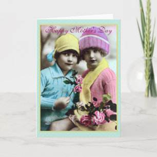 Girls with Flowers Mother's Day Card