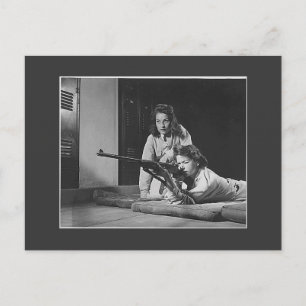 Girls with Guns, 1940s Postcard