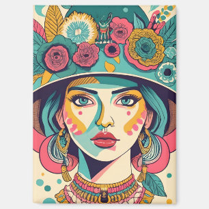 girls with hats magnet