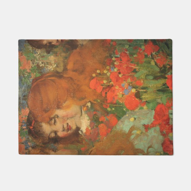 Girls With Red Poppies (by George Henry) Doormat (Front)