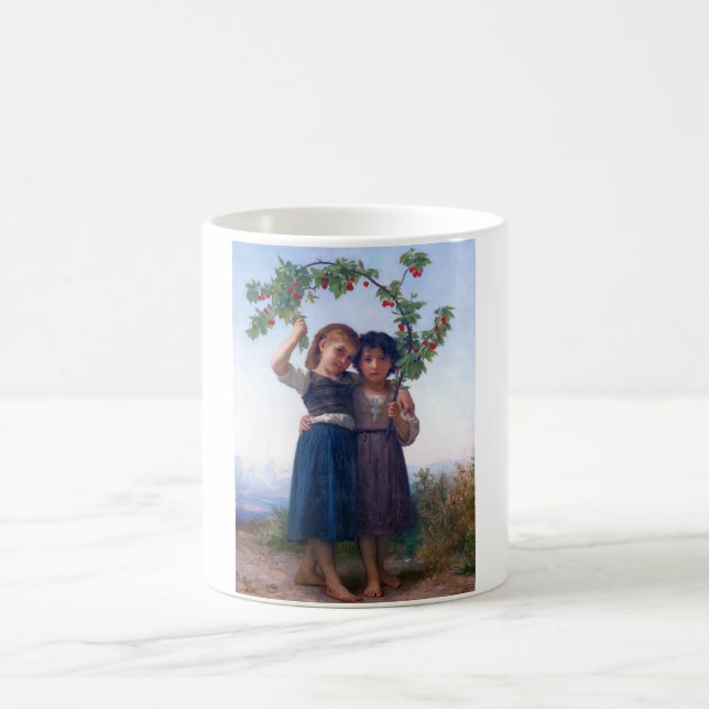 Girls with The Cherry Branch, Bouguereau Coffee Mug (Center)