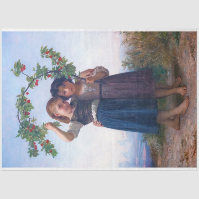 Girls with The Cherry Branch, Bouguereau Tissue Paper (Front)