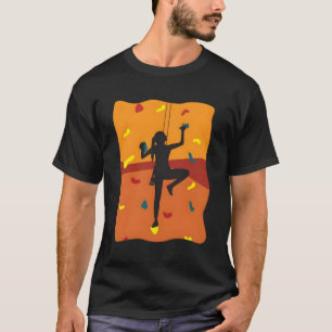 Girls Woman Wall Climbing Belay Bouldering Fan T-Shirt