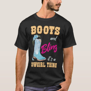 Girls Women Boots & Bling Its A Cowgirl Thing Kids T-Shirt