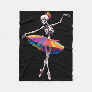 Girls Women Halloween Dancing Skeleton Rainbow Lle Fleece Blanket