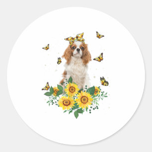 Girls Women Mum Cavalier King Charles Spaniel Dog Classic Round Sticker