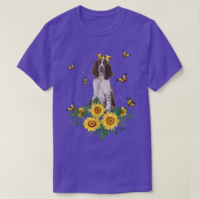 Girls Women Mum English Springer Spaniel Dog Sunfl T-Shirt (Design Front)