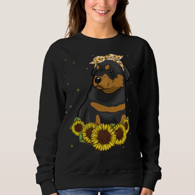 Girls Women Mum Rottweiler Dog Sunflower Sweatshirt (Front)
