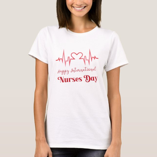 girls women nurses valentines day hearts stethosco T-Shirt (Front)