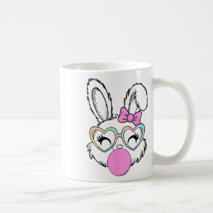 Girls Women Rabbit Bunny Face Pink Coquette Bow Ea Coffee Mug