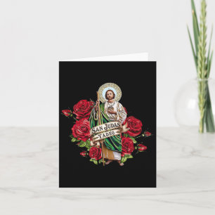 Girls Women Red Roses San Judas Tadeo Con Bandera  Card