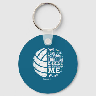 Girls Women Volleyball Teen Christian Verse Small Key Ring