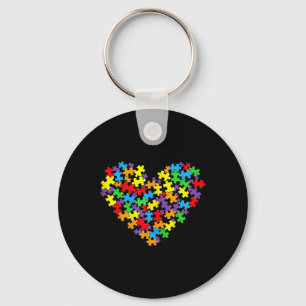 Girls Womens Autism Awareness Heart Puzzle Piece Key Ring
