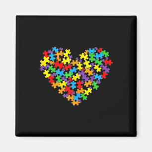 Girls Womens Autism Awareness Heart Puzzle Piece Magnet