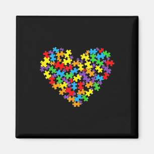 Girls Womens Autism Awareness Heart Puzzle Piece Magnet