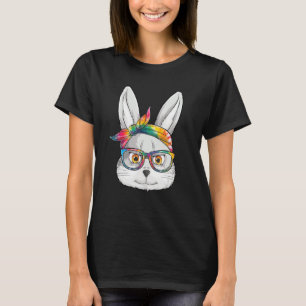 Girls Womens Kids Bunny Face Tie Dye Glasses Easte T-Shirt