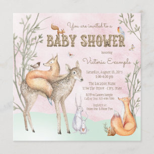 Girls Woodland Baby Shower Invitation