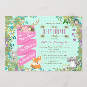 Girls Woodland Baby Shower Invitation
