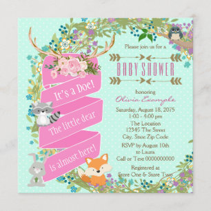 Girls Woodland Baby Shower Invitation