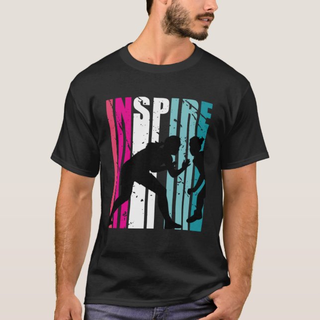 Girls Wrestling Inspire Coach Retro Wrestlers T-Shirt (Front)