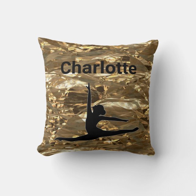 Girls Xcel Gold Gymnastics Personalised Name/Year Cushion (Front)