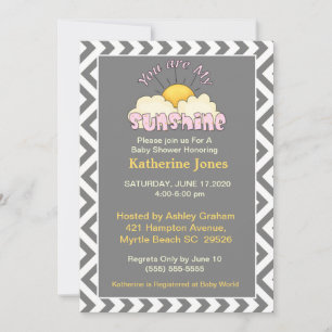 Girls You Are My Sunshine Baby Shower Invitation