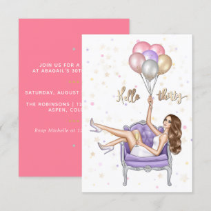 Girly 30th Birthday Party Invitation