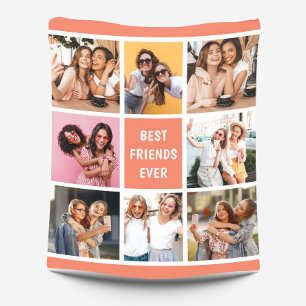 Girly 8 Photo Collage Best Friends Coral Peach Fleece Blanket